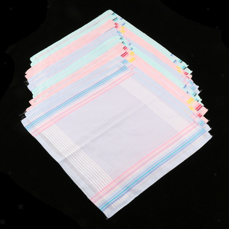 12 Pieces Fashion Classic Womens Pocket Handkerchief Kerchief Jacquard - 100%