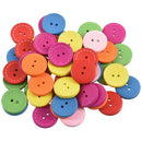 50Pcs Mixed Round 2 Holes Wood Sewing Buttons Scrapbooking 25mm(1") Dia