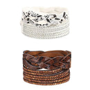 Leopard Long Artificial Leather Bracelet Hot Drilling Multi-Layer Winding F D4O5