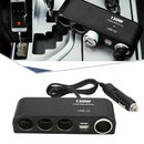 Dual USB Port Car Charger 4 Way Cigarette Lighter Socket Splitter Power Adapter