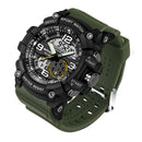 Men Sports Waterproof Digital Analog Electronic Quartz Watch (Black Green) A