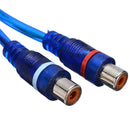 2pcs 12" RCA Audio Cable "Y" Adapter Splitter 2 Female to 1 Male Plug Cable Blue