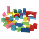 Wooden Building Blocks Set - 34Pcs Blocks in 8 Colors and 9 Shapes