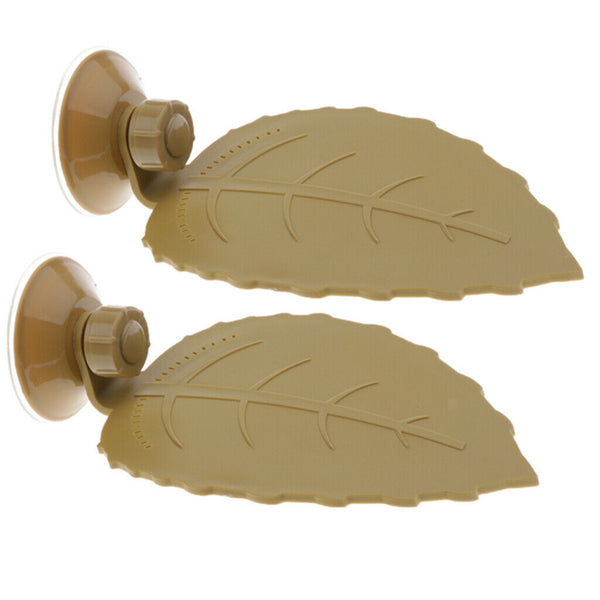 2 x Turtle Platform with Suction Cup Leaf Shape - Decorative Reptile Frog Pier