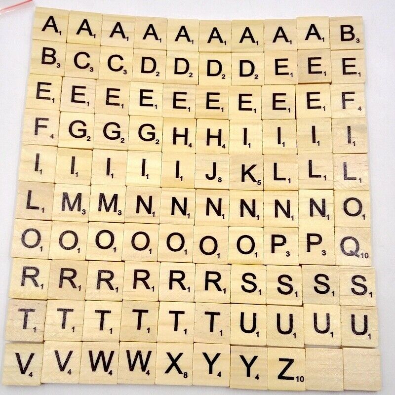 100pcs A to Z Wood Tile Black Letters Puzzle Alphabets Board Crafts