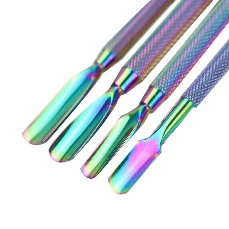 4Pcs Rainbow Cuticle Pusher Stainless Steel Cuticle Remover and Cutter Mani D6M6