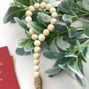 Wood Bead Garland With Tassels Farmhouse Beads 3Pcs Rustic Country Decor Pr