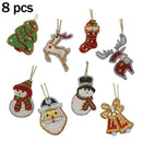 8pcs/set Full Drill 5D Diamond Painting Keychain Art Craft Pendant Key Rings