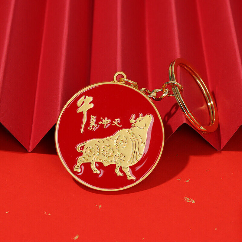 2021 Chinese Wind Ox Year Pendant Treasure Creative Fortune Car Keychain GiS Ew
