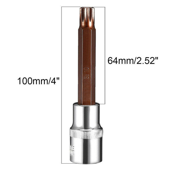 1/2-Inch Drive 10mm Triple Square Spline Bit Extra Long Socket, S2 Steel T2I6
