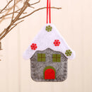 Christmas Flannel House Pendant Window Xmas Tree Hanging Ornaments (Grey) A