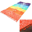 Tassel Rectangle Swimming Bath Spa Beach Towel Yoga Mat Quick Dry Rainbow Print