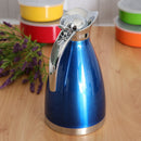 2L Double Wall Stainless Steel Coffee Pot Vacuum Insulation Jug Kettle Blue
