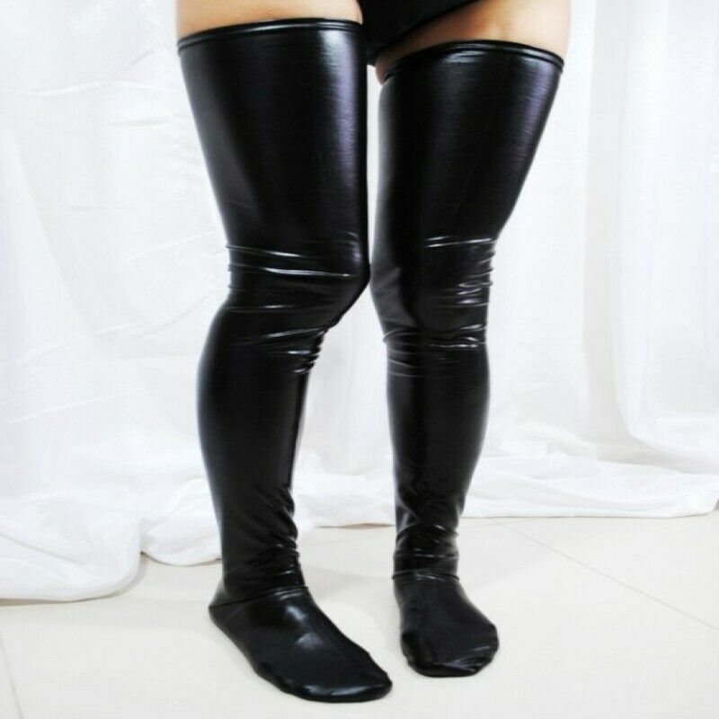 Fashion Womens Sexy Long Socks Thigh High Stockings Faux Leather Club-we DDY