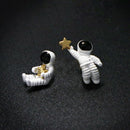 Fashion Women Surgical Steel Star Astronaut Asymmetric Stud Earrings Jewelry BX