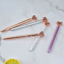 5Pcs Big Crystal Diamond Pen,Heart Shaped Pen,Bling Metal Ballpoint Pen Sch W7P1