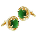 Mens Round Green Opal Cufflinks Shirt Business Cuff Links Wedding Jewelry