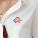 Pink Round Gesture Letters Badge Brooch Women Men Clothing Enamel Lapel Pin