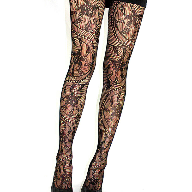 Women'S Black Lace Fishnet Hollow Patterned Pantyhose Tights Stocking Lingeri Bj