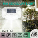 2Pcs 100 LEDs Solar Powered PIR Motion Sensor Garden Security Light Wall Lamp