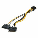 Dual 15 Pin SATA Male to PCIE 8Pin(6+2) Male Video Card Power Cable