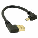 90 degree Right Angle Micro USB to Left Angle USB A Male Sync Charge Cable W6C3