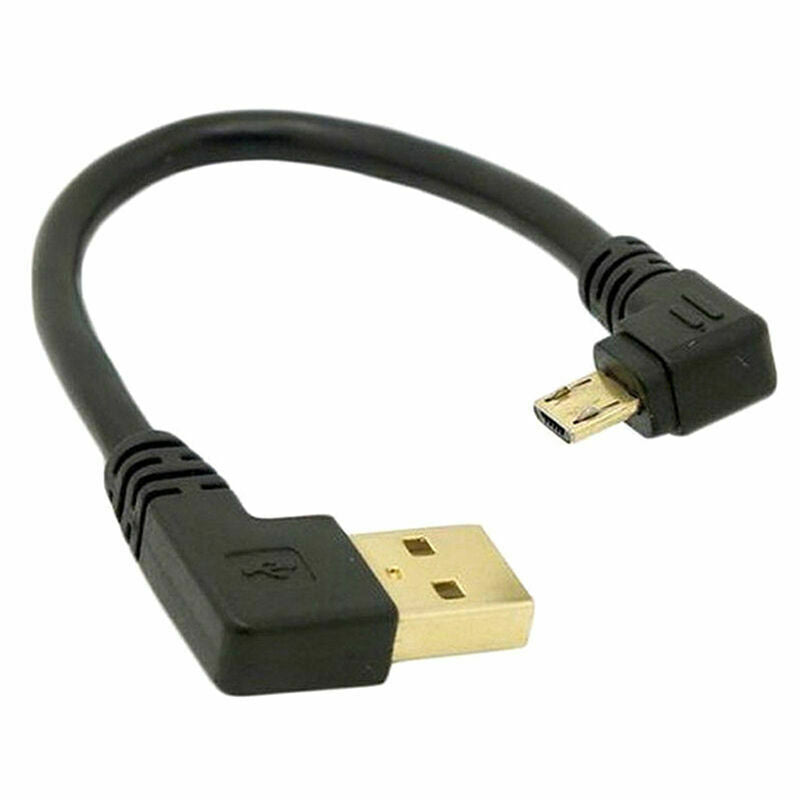 90 degree Right Angle Micro USB to Left Angle USB A Male Sync Charge Cable W6C3