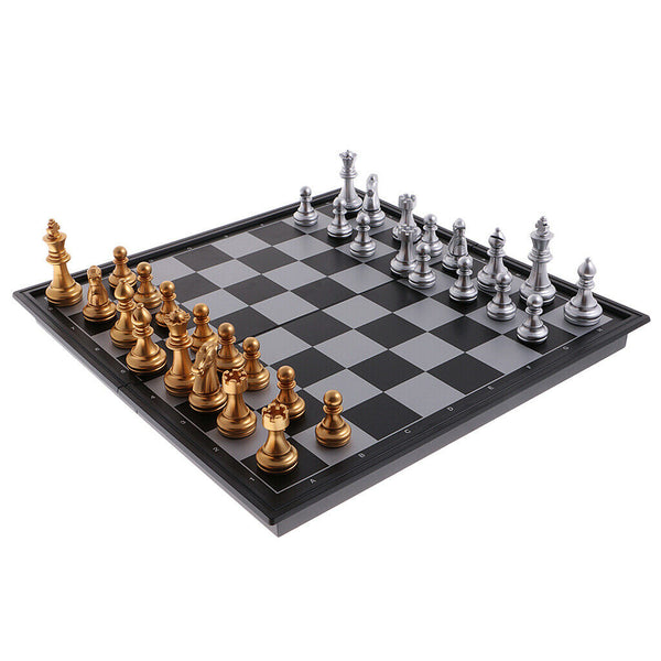 Portable Chess Folding Magnetic Board Chess Pieces Game Set DIY Kids Intelligent