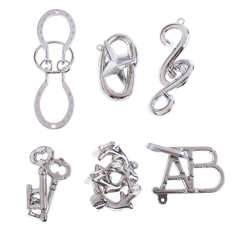 6pc IQ Test Toys Wire Puzzles Mind Game Brain Teaser Magic Puzzles Game DIY