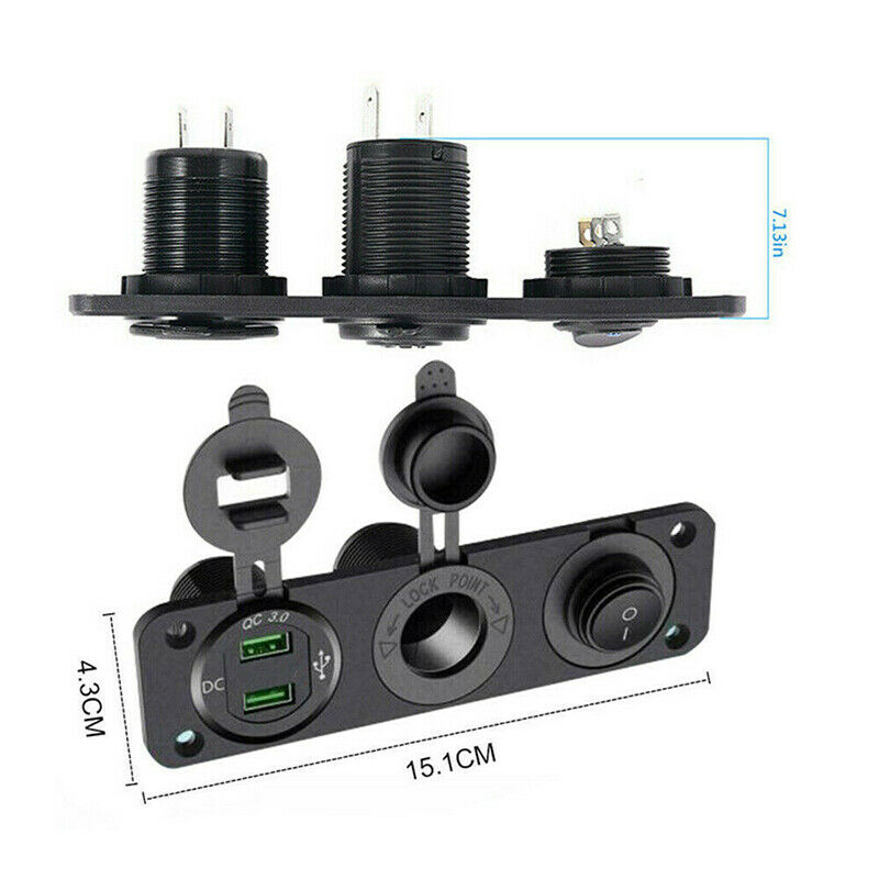 3 in 1 12V Car Cigarette Lighter Socket Splitter Dual USB Charger Power Adapter