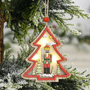 Christmas Ornament Xmas Tree Wooden Walnut Soldier LED Hanging Pendant (D) A