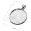 20 Set Round Bezel Pendant Trays With Glass Dome Tile Cabochon 25Mm Blanks