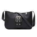 Women PU Leather Totes Handbags Solid Travel Shopping Shoulder Bags (Black) A