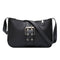 Women PU Leather Totes Handbags Solid Travel Shopping Shoulder Bags (Black) A