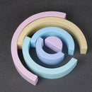 Colorful Wood Rainbow Building Blocks Toys Creative Assembling Blocks Circl