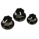 Pack of 3 Plastic Volume+Tone Control Knobs for  Jazz Bass Accessory DIY Black