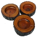 Round brown wood smoke ashtray tobacco cigarette ash holder 9-10cm U4P1