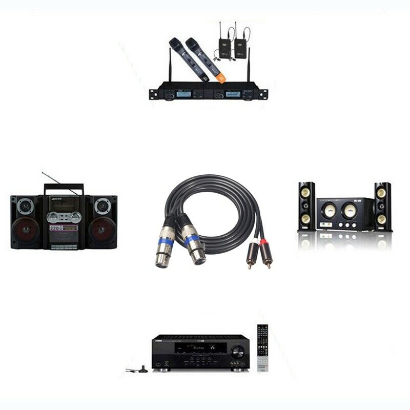 Hifi Audio Cable 2 Rca Male to Xlr 3 Pin Female Mixing Console Amplifier Du M3F3