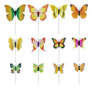 24 Pieces Garden Yard Planter Butterfly Stakes Green Yellow