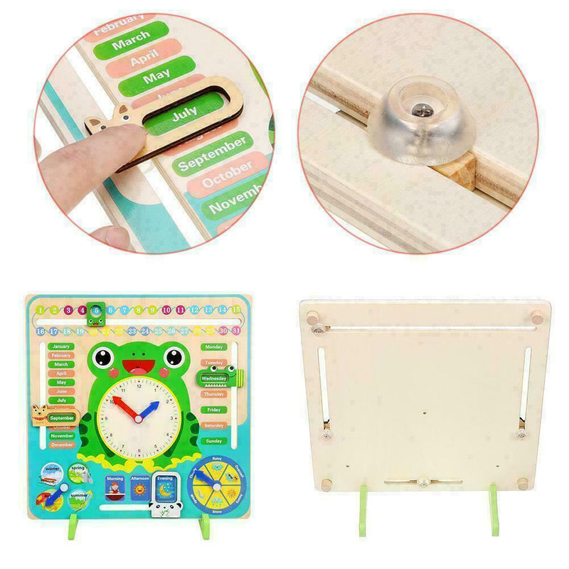 Children Wooden Calendar Educational Weather Season Clock Early Learning To I9N1