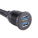 Car Usb3.0 Dual Port Extension Dashboard Panel Double 1m Waterproof New M9U9