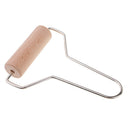 1 Pack Stainless Steel Handle Wooden Roller Clay Tool Non-Stick Baking Roller