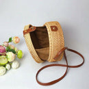 Round Women Rattan Bag Handmade Petal Rattan Shoulder Beach Bag Crossbody B