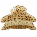 Brown Leopard Print Spring Loaded Plastic Teeth Hair Clip Claw Clamp A7Q9
