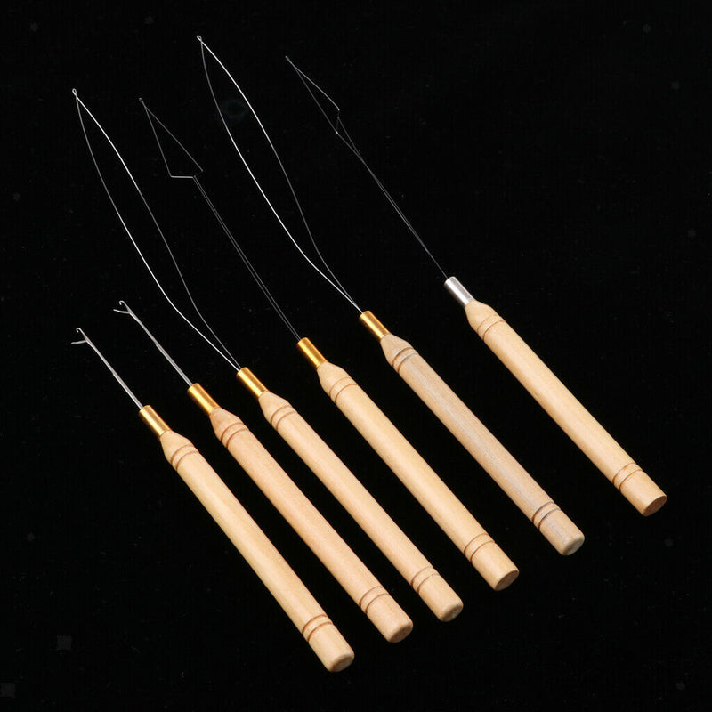 6Pcs Hair Extensions Loop, Micro Rings Links Beads  Threader Wire Hook