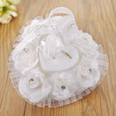 Wedding Ring Pillow,White Ring Pillow For Wedding Lace Crystal Rose Heart R E8R7
