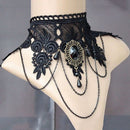 Women Lace Flower Chain Tassel Choker Collar Necklace Gothic Punk Jewelry M&O
