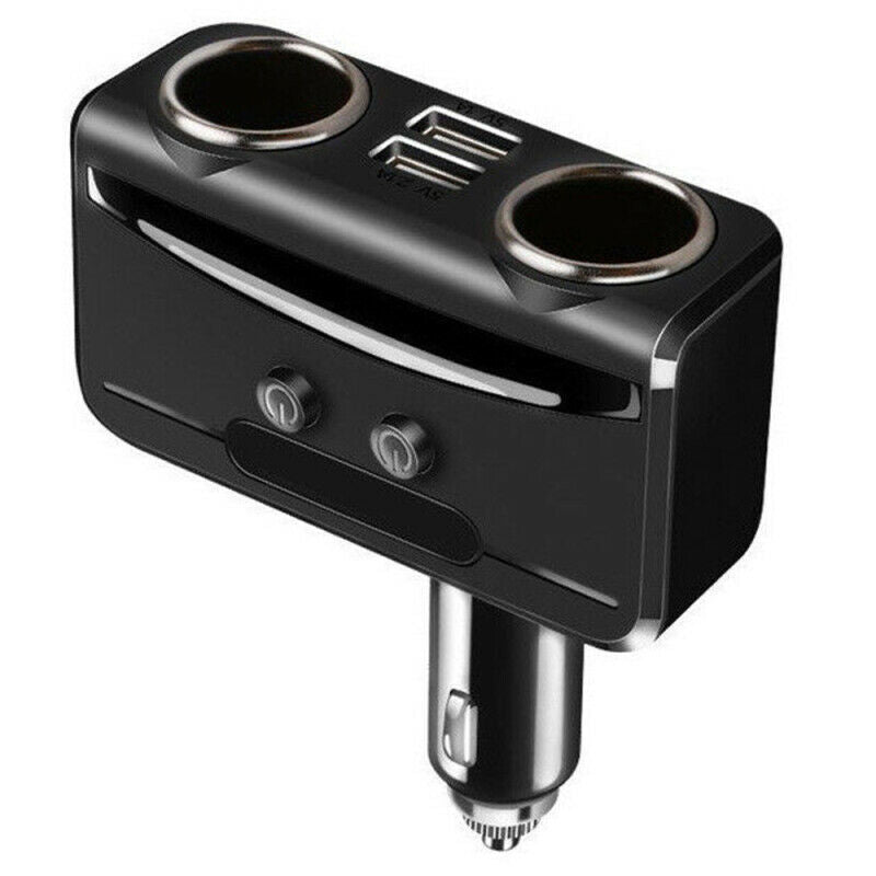 Car LCD Cigarette Lighter Socket Distributor DC 12V Dual USB Charger Power QNF