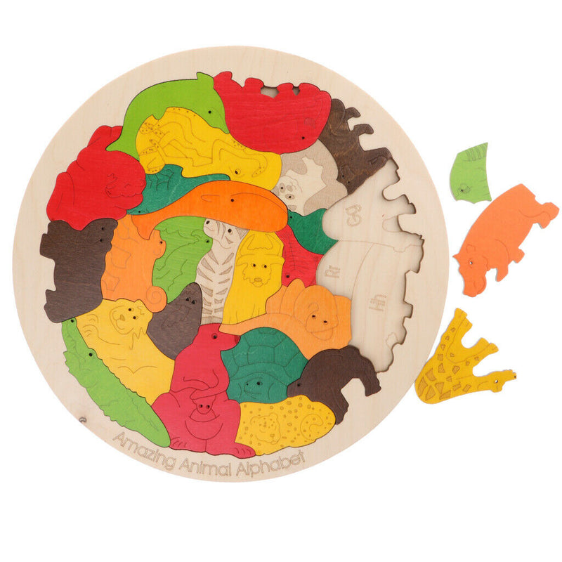 Jigsaw Puzzles, Wooden Alphabet Animal Puzzle For Children's Puzzles Toys
