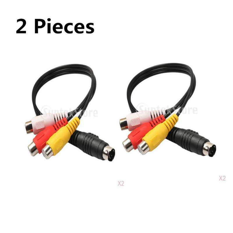 2 Pack 4 Pin S-Video to 3 RCA Female TV Audio Video Adapter Cord for Laptop
